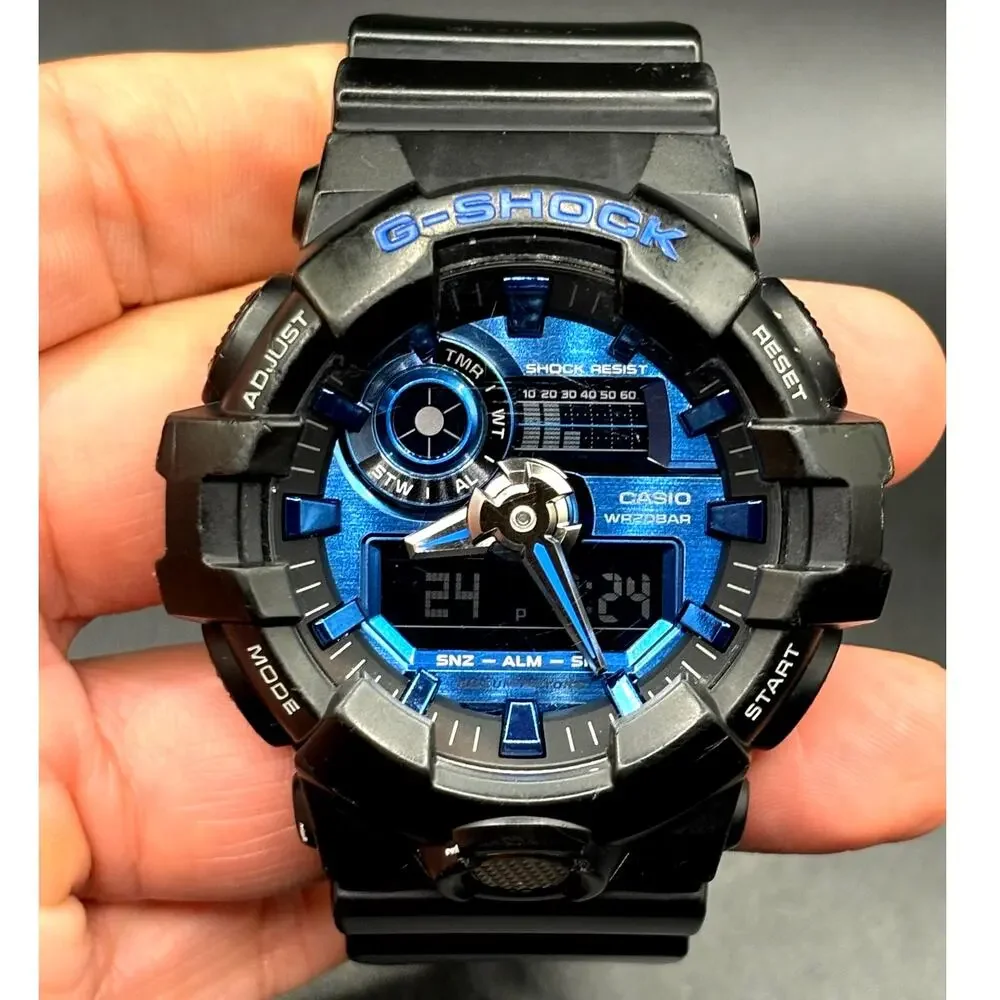 Casio G-Shock GA-710-1A2 Virtual Blue Analog Digital 200M Men’s Watch LED Light